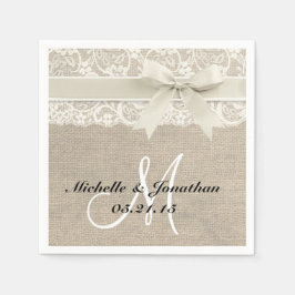 Elfenbein und Burlap Rustic Wedding Napkin Ivory Serviette