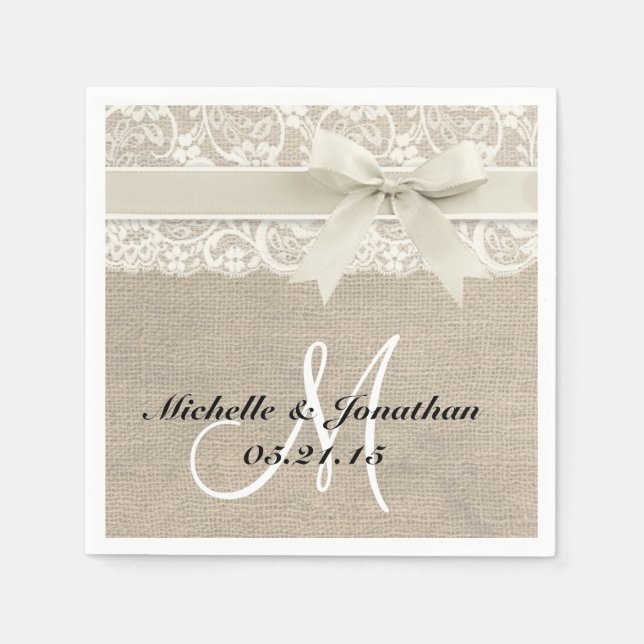 Elfenbein und Burlap Rustic Wedding Napkin Ivory Serviette (Vorderseite)