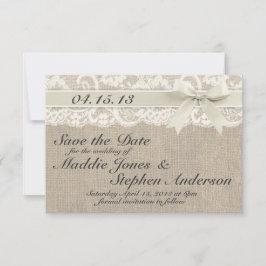 Elfenbein und Burlap Wedding retten das Datum Save The Date