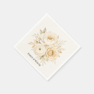 Elfenbein- und Champagner-Perlweiß-Blumenhochzeit Serviette