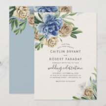 Elfenbein und Dusty Blue Floral Rustic Country Wed