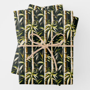 Elfenbein und Gold Bamboo Geschenkpapier Set