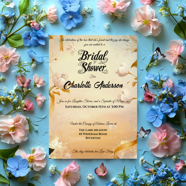 Elfenbein und Gold Brautparty mit Spitzen und Blum Einladung (Von Creator hochgeladen)