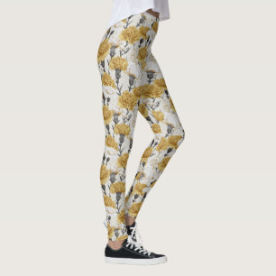 Elfenbein und Gold Gewichtheben Nelke Ästhetik Leggings