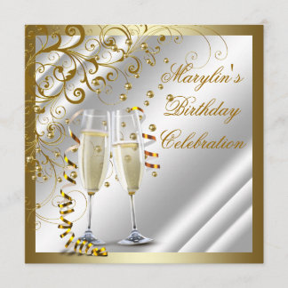 Elfenbein und Gold zum Geburtstag Einladung