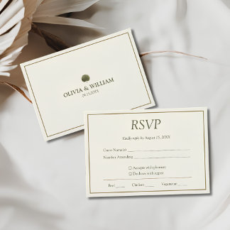 Elfenbein- und Goldpalmen-Hochzeits-RSVP-Karte RSVP Karte