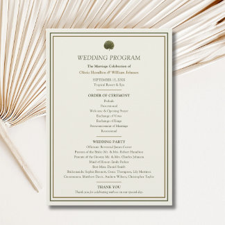 Elfenbein- und Goldpalmen-Hochzeitsprogramm Programm