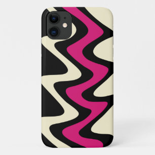 Elfenbein und Hot Pink Wavy Stripes Case-Mate iPhone Hülle