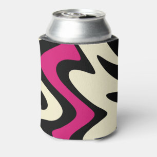 Elfenbein und Hot Pink Wavy Stripes Dosenkühler