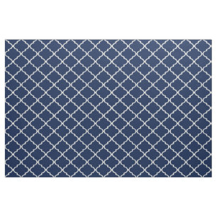 Elfenbein und Indigo kundenspezifisches Quatrefoil Stoff