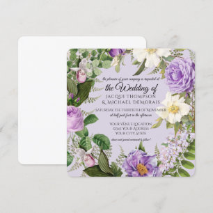 Elfenbein- und Lavendelrosen Vintage-Botanical-Flo Einladung