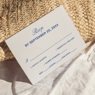 Elfenbein- und Navy-Blau Hochzeits-RSVP-Karte Begleitkarte