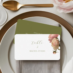 Elfenbein und Olivenöl Blush Rose Hochzeit Platz Platzkarte