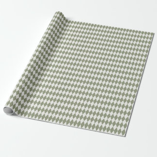 Elfenbein- und Olivgrüne Harlekin-Diamanten Geschenkpapier