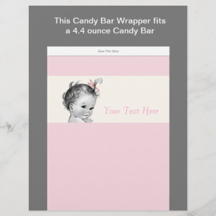 Elfenbein und Rosa Babydusche Bonbons Bar Wrapper Flyer