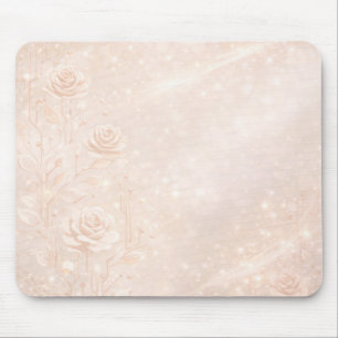 Elfenbein- und Roségold-Akzente Blumen AI-Kunst Mousepad