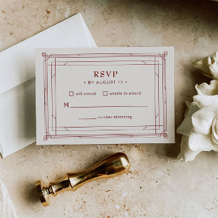 Elfenbein und Rot   Elegante Hochzeit zur Weihnach RSVP Karte