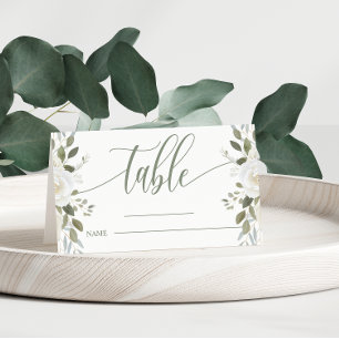 Elfenbein und Salbei Elegante Florale Hochzeitstaf Platzkarte