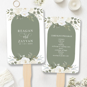Elfenbein und Salbei Elegantes florales Hochzeitsp Fächer