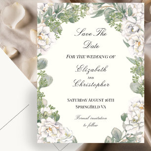 Elfenbein und Salbei Grün Florale Hochzeit Rettet  Postkarte