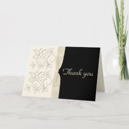 Elfenbein und Schwarze Blüte Danke Karte Alternati