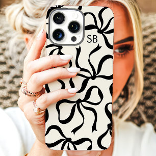 Elfenbein und schwarzes Bogenmonogramm iPhone 16 Pro Max Hülle