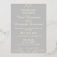 Elfenbein- und silberne Luxus-Hochzeitseinladung