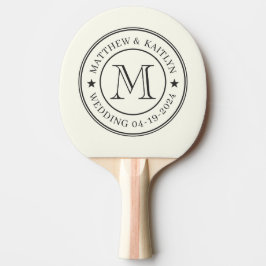 Elfenbein und Warm Schwarz Hochzeitsmonogramm Ster Tischtennis Schläger