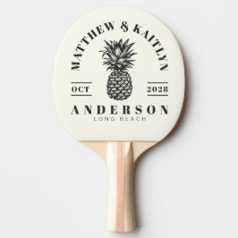 Elfenbein- und Warm-Schwarz-Tropischer-Ananas-Hoch Tischtennis Schläger
