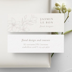 Elfenbein und Weiß Chic Minimalistische Blume Mini Visitenkarte