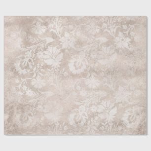 Elfenbein und weiße Grunge-Damask mit distressed-E Geschenkpapier