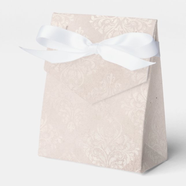 Elfenbein und Weiße Grunge Unruhiger Damast Geschenkschachtel (Vorderseite)