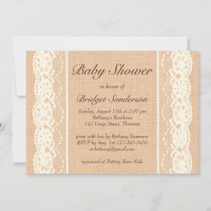 Elfenbein Vintage-Spitze Baby Shower Einladung