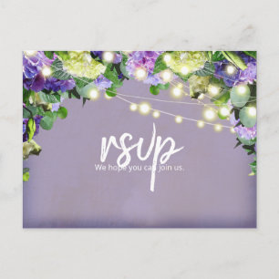 Elfenbein & violette Hortensien   Violette RSVP Postkarte