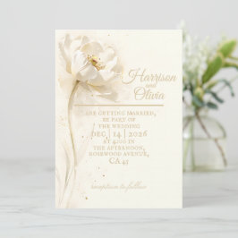 Elfenbein Weiße Florale Minimale Elegante Luxus Ho Einladung