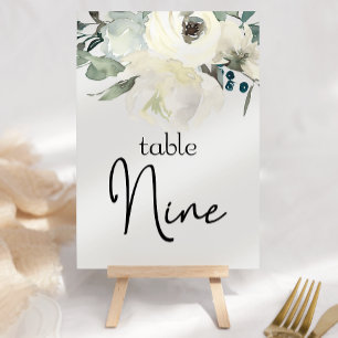 Elfenbein Weiße Rosen Florale Hochzeit Tischnummer