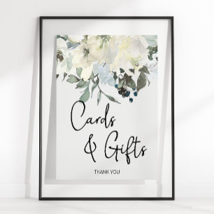 Elfenbein Weiße Rosen Florale Karte & Geschenke Poster