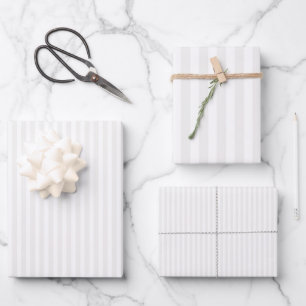 Elfenbein & Weiße Streifen Geschenkpapier Set