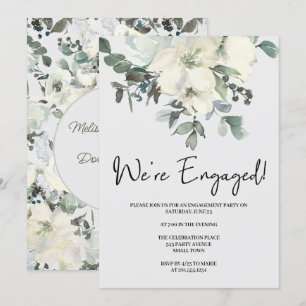 Elfenbein Weißfarbenflora-Engagement Party Einladung