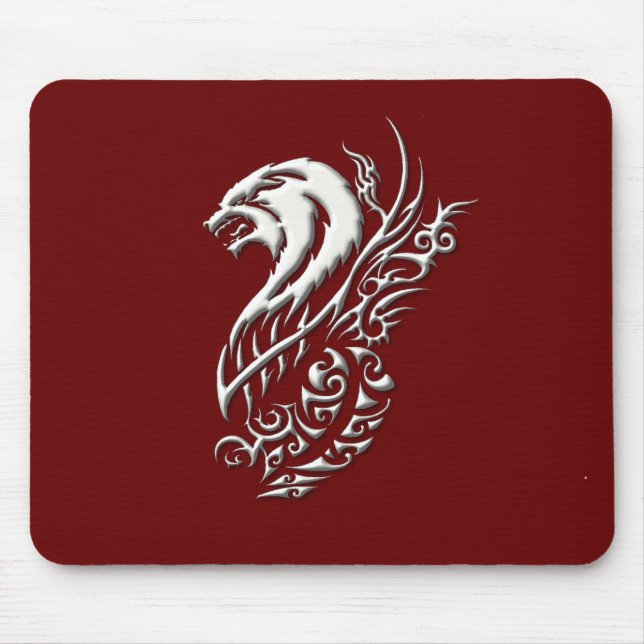 Elfenbein-Wolf Burgunder Mousepad (Vorne)