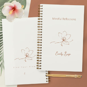 Elfenbein Zen Yoga Blumenlinie Terrakotta Luxus Notizbuch
