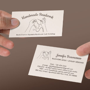 Elfenbeinbeige Blush Beads Kreation Bijouterie Visitenkarte