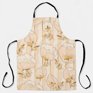 Elfenbeinbeige: Luxuriöses florales Muster. Schürze