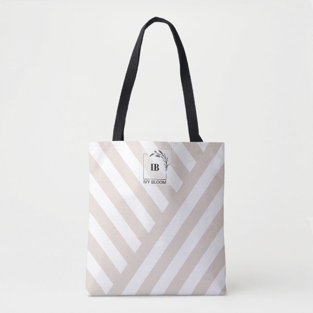 Elfenbeinbeige Streifen Monogram Tote Bag (Vorderseite)