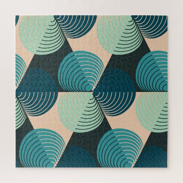Elfenbeinblau Geometrisch: Retro-Tile-Elegance. Puzzle (Vertikal)
