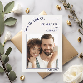 Elfenbeinblaue Hochzeitsankündigung zum Speichern Save The Date