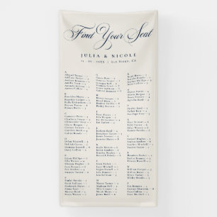 Elfenbeinblaues alphabetisches Hochzeitssitzplan Banner