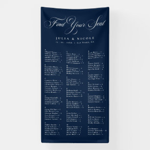 Elfenbeinblaues alphabetisches Hochzeitssitzplan Banner