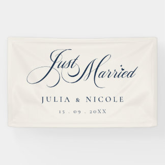 Elfenbeinblaues Just Married Hochzeitsauto-Banner- Banner