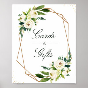 Elfenbeinblume, geometrische Hochzeitskarten und G Poster
